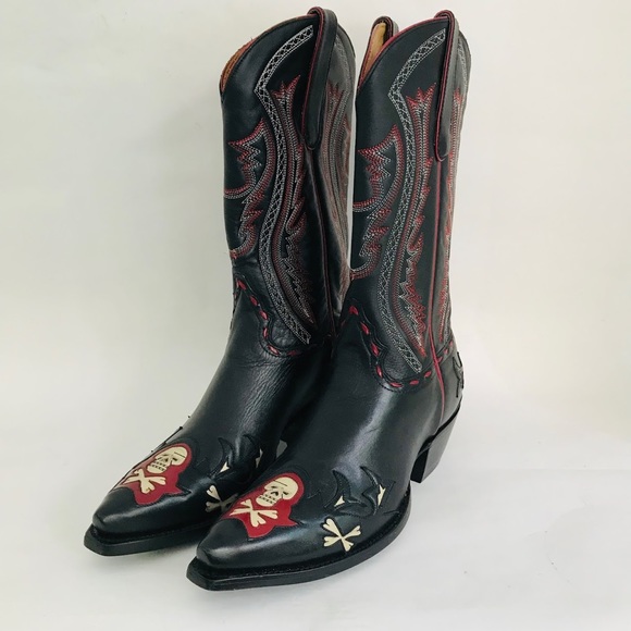 Billy Martin Shoes - NWOB custom JOLLY ROGER cowboy BOOTS size 9M $3800